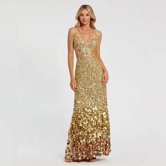 Mac Duggal Thin Strap Cut Out Gown With Ombre Sequins size 10 Sold out size! - Picture 5 of 15
